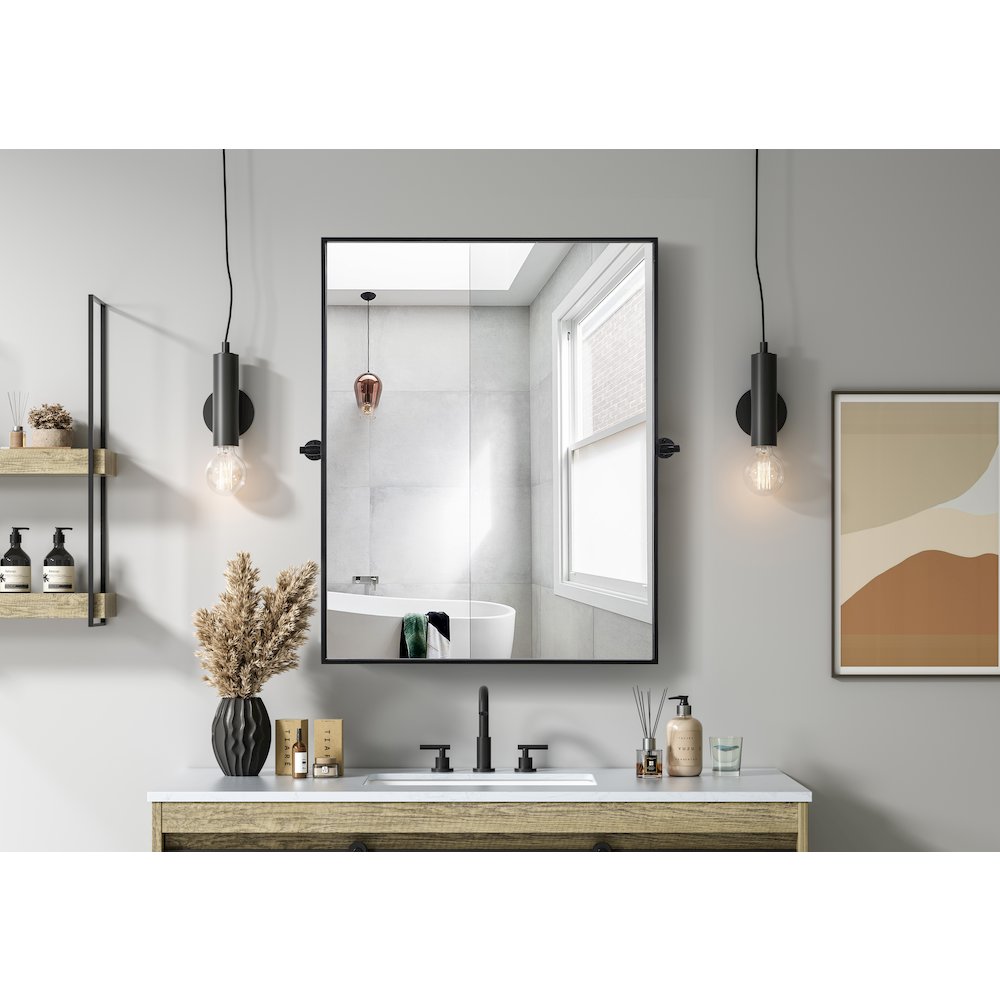 Amoura 40X30 Pivot Mirror In Black. Picture 2