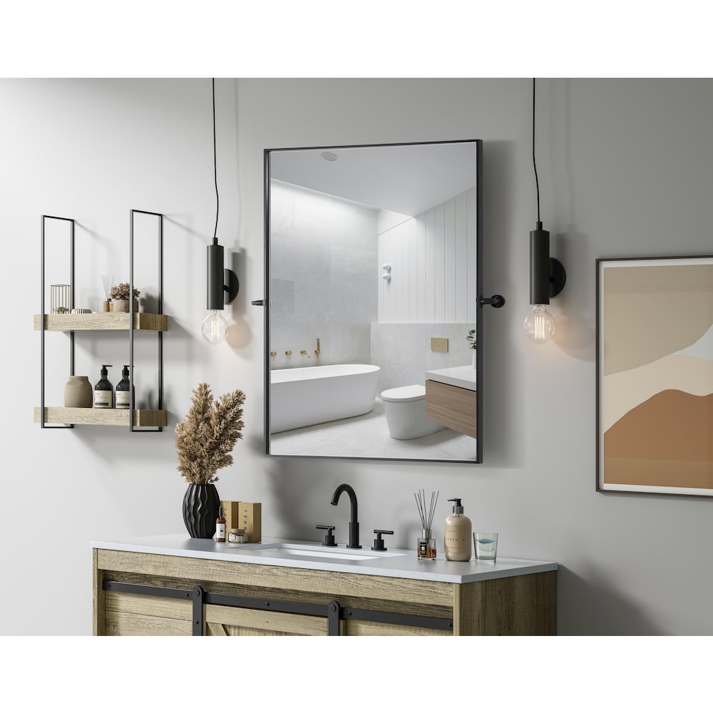 Amoura 40X30 Pivot Mirror In Black. Picture 3