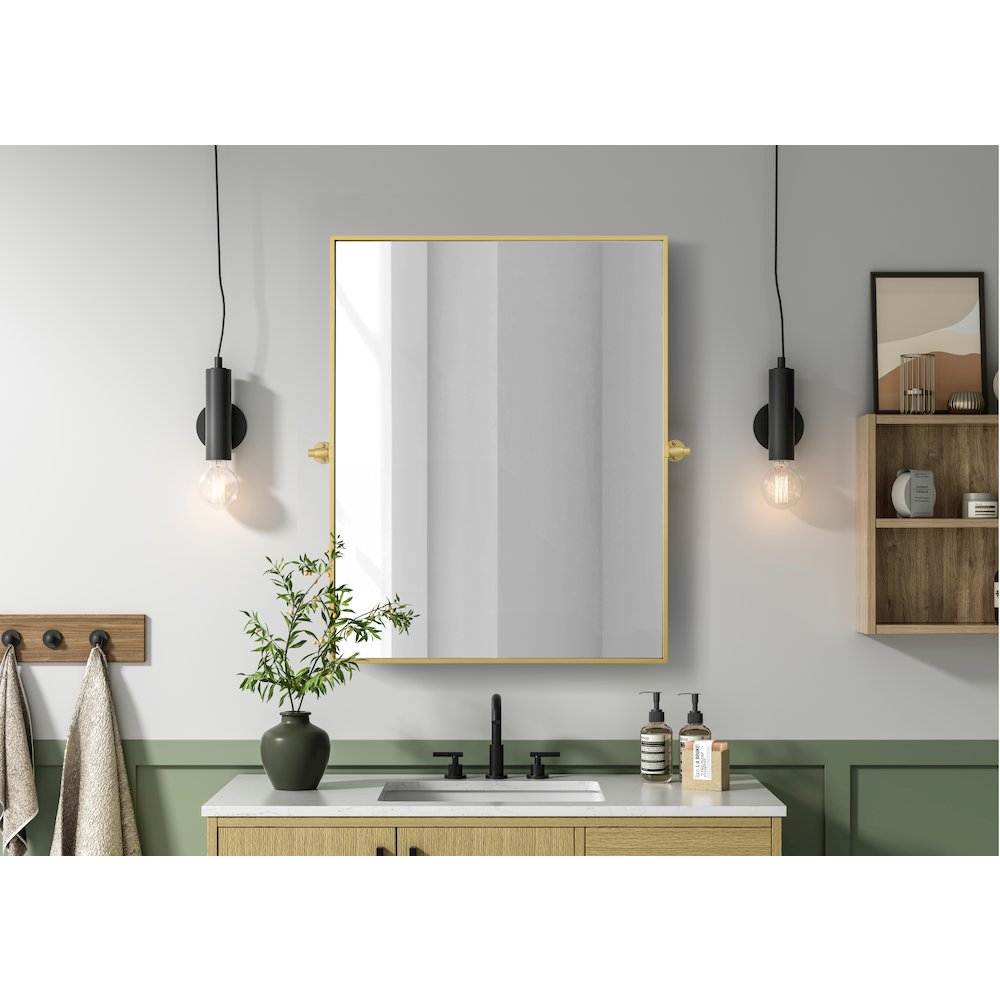 Amoura 40X30 Pivot Mirror In Brass. Picture 2