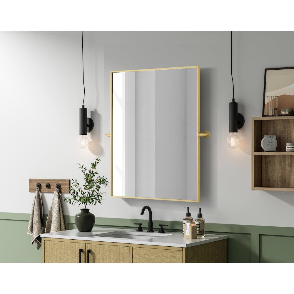 Amoura 40X30 Pivot Mirror In Brass. Picture 3