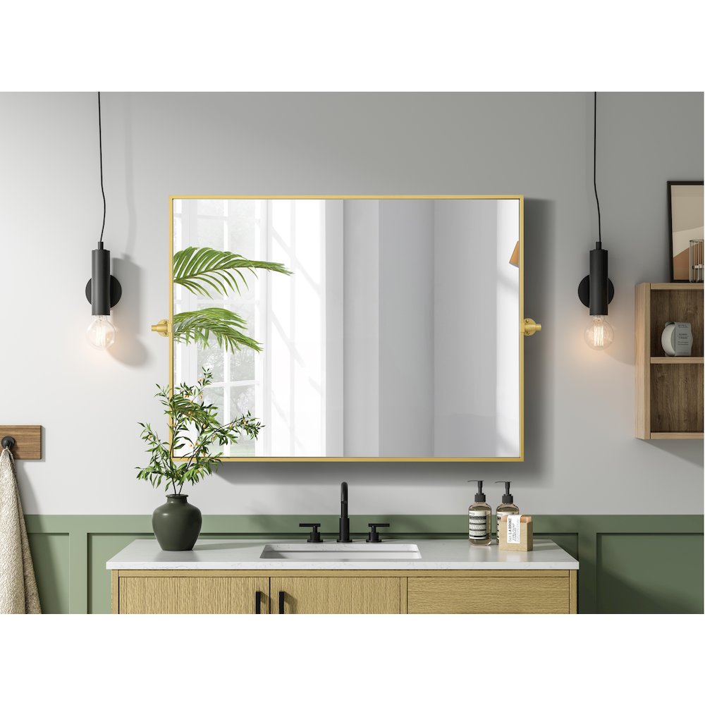 Amoura 40X30 Pivot Mirror In Brass. Picture 8