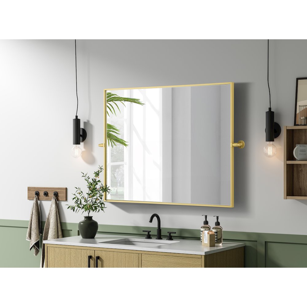 Amoura 40X30 Pivot Mirror In Brass. Picture 9