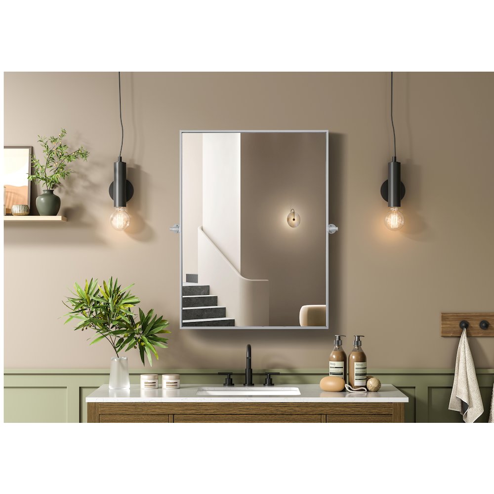 Amoura 40X30 Pivot Mirror In Silver. Picture 2