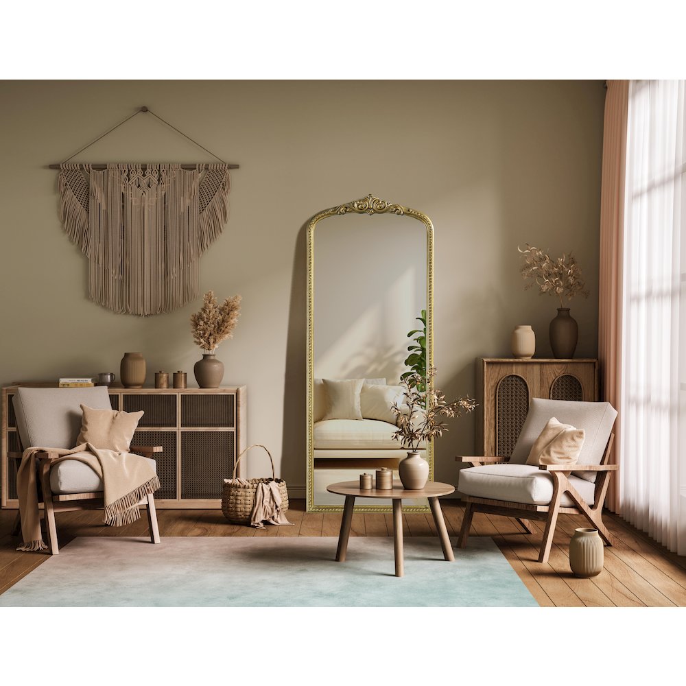Naomi Vintage Resin Mirror 24x60 in Antique Brass. Picture 2