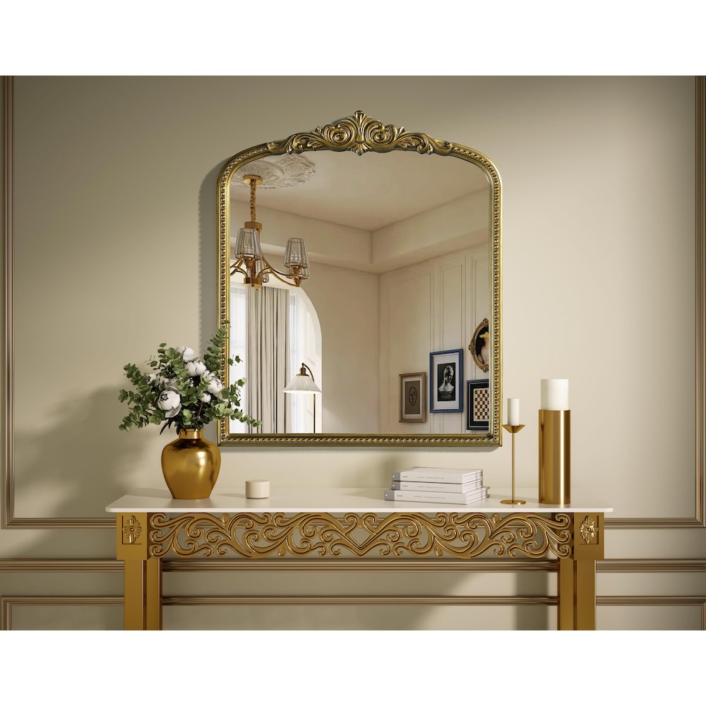 Naomi Vintage Resin Mirror 30x36 in Antique Brass. Picture 2