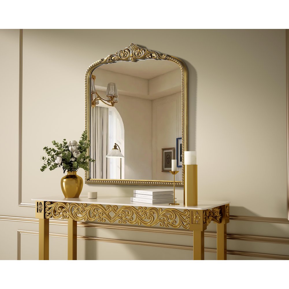 Naomi Vintage Resin Mirror 30x36 in Antique Brass. Picture 3