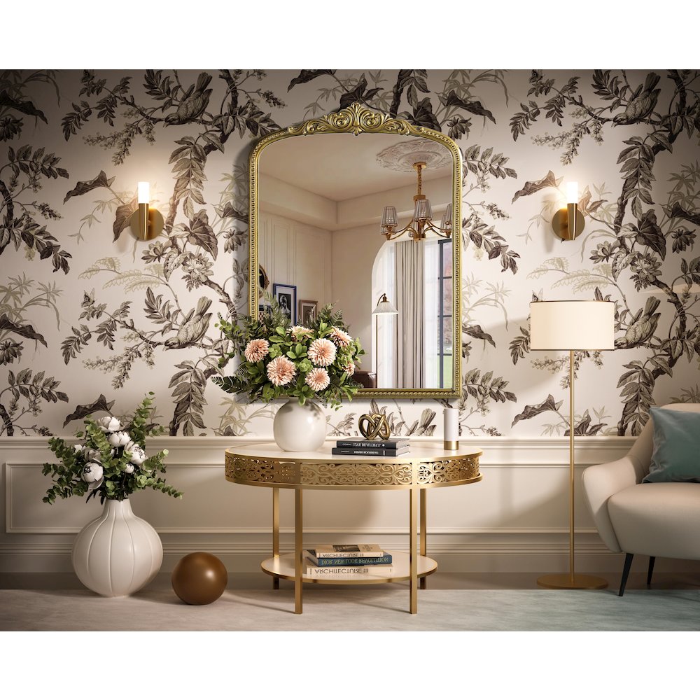 Naomi Vintage Resin Mirror 30x42 in Antique Brass. Picture 2