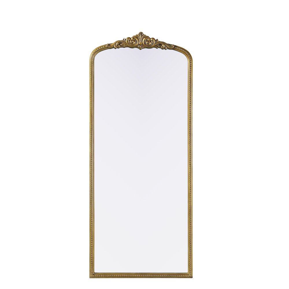 Naomi Vintage Resin Mirror 30x72 in Antique Brass. Picture 1