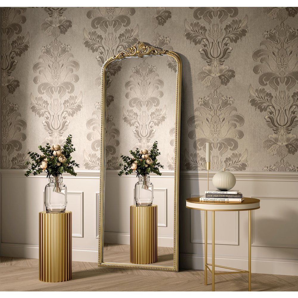 Naomi Vintage Resin Mirror 30x72 in Antique Brass. Picture 3