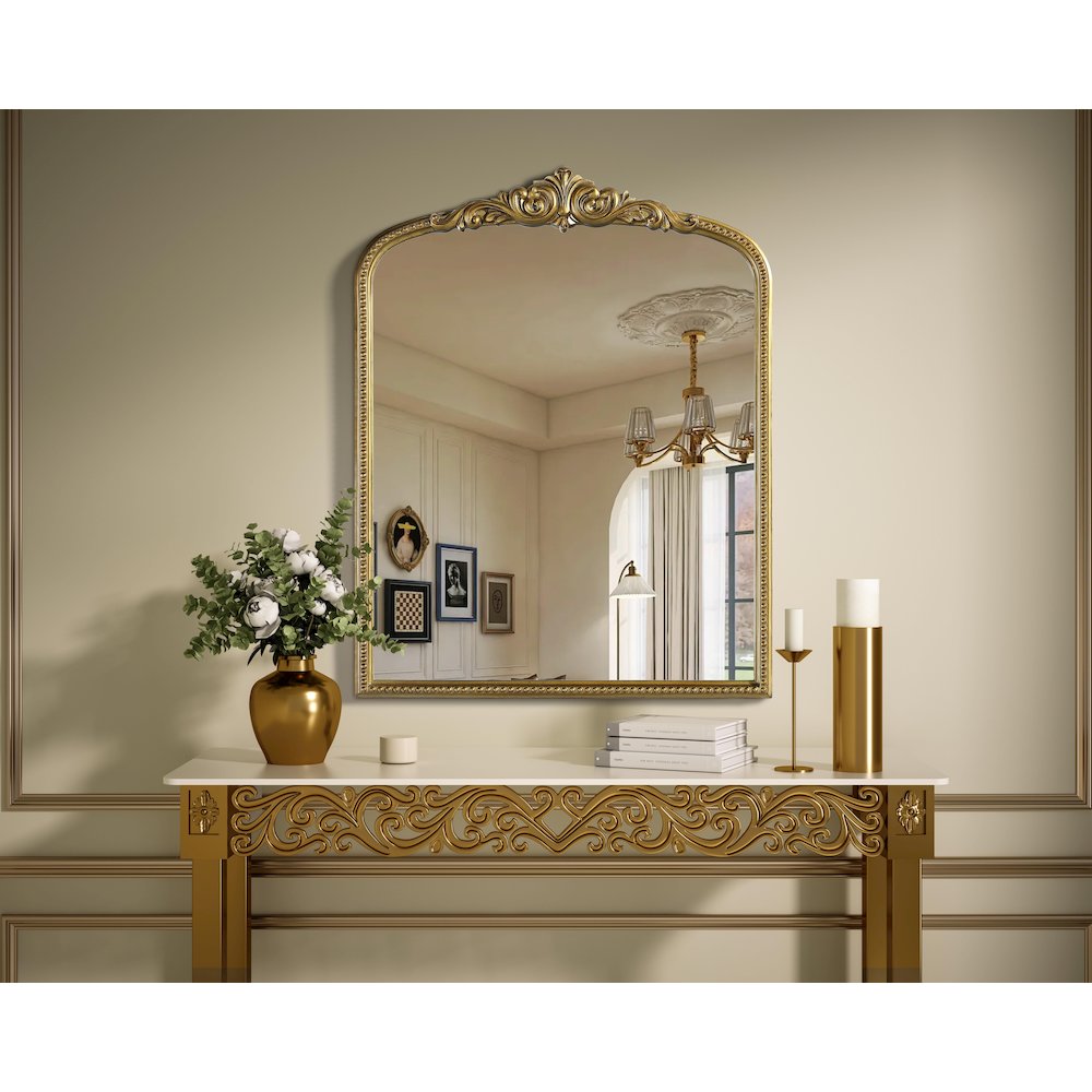 Naomi Vintage Resin Mirror 33x42 in Antique Brass. Picture 2