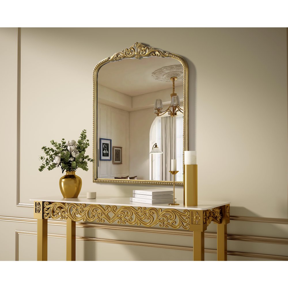 Naomi Vintage Resin Mirror 33x42 in Antique Brass. Picture 3