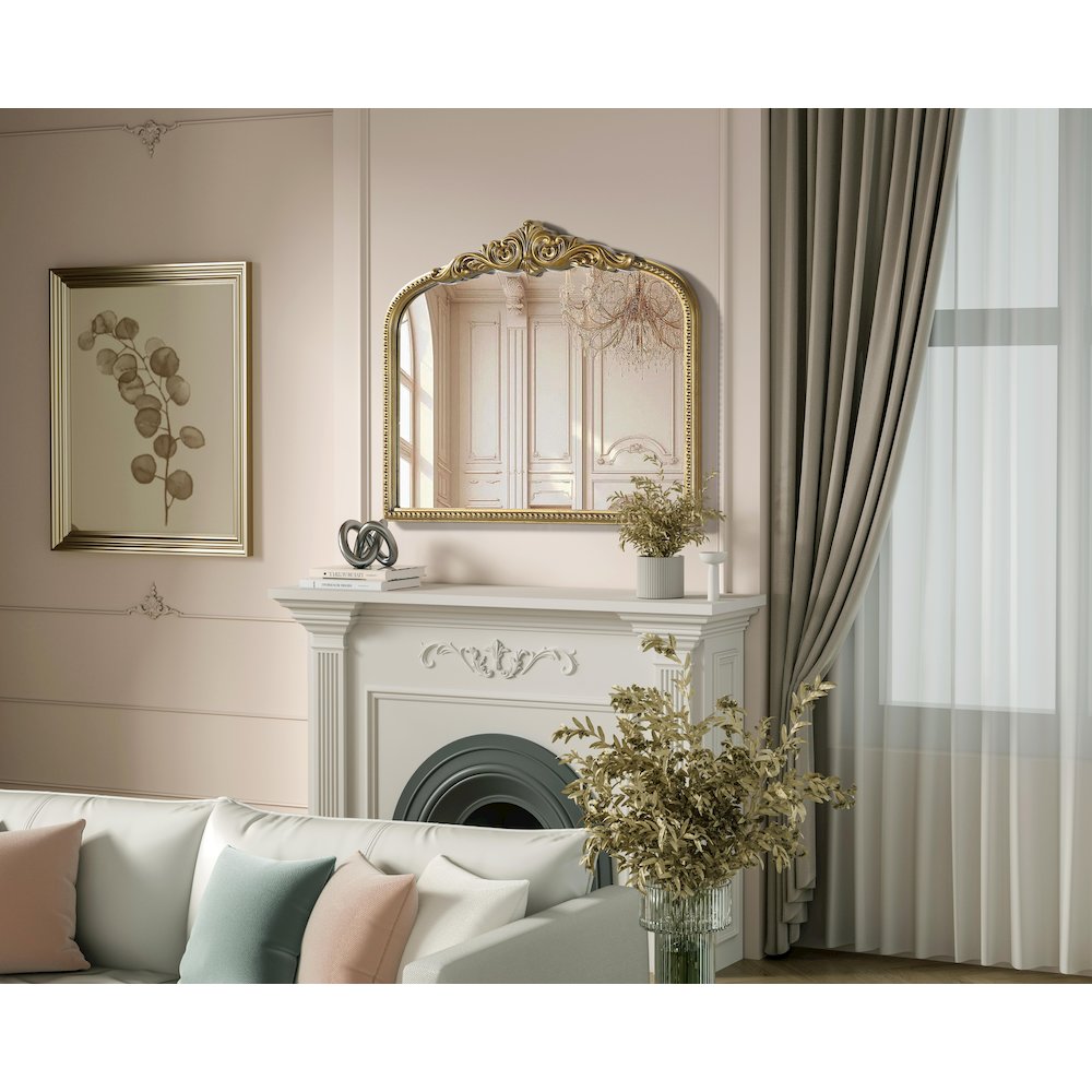Naomi Vintage Resin Mirror 36x30 in Antique Brass. Picture 3