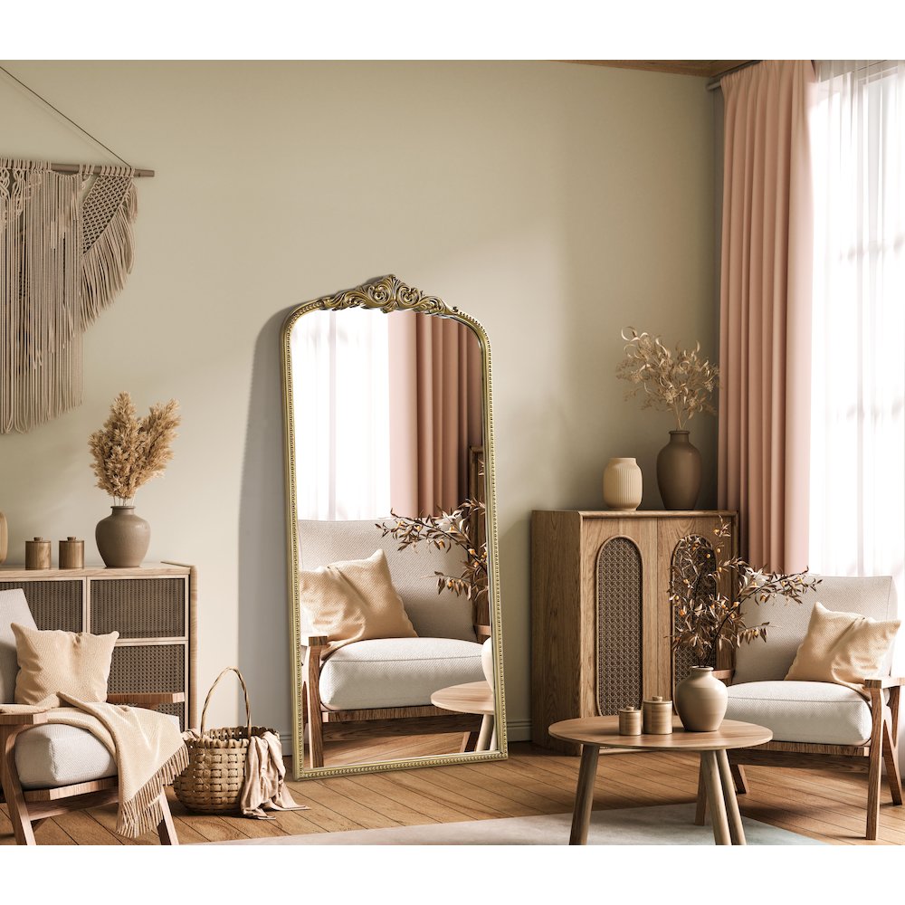 Naomi Vintage Resin Mirror 36x72 in Antique Brass. Picture 3