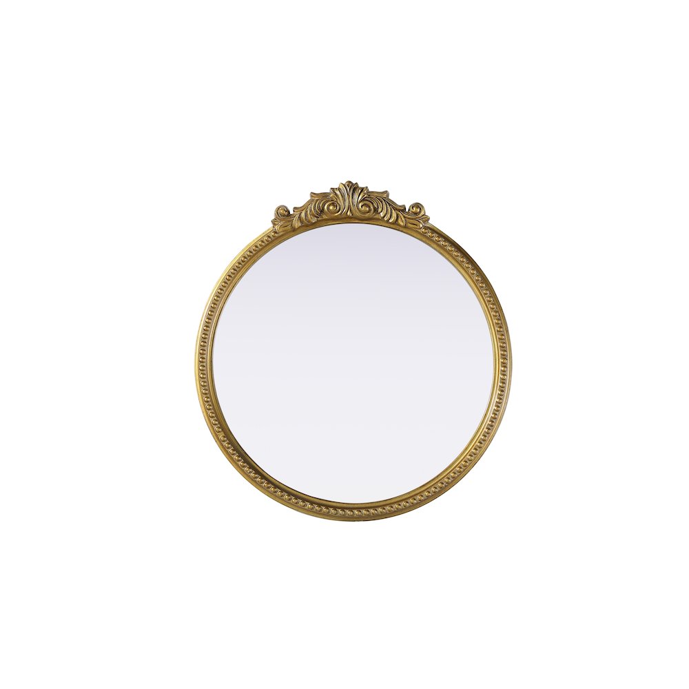 Naomi Vintage Resin Mirror 24x25.6 in Antique Brass. Picture 1