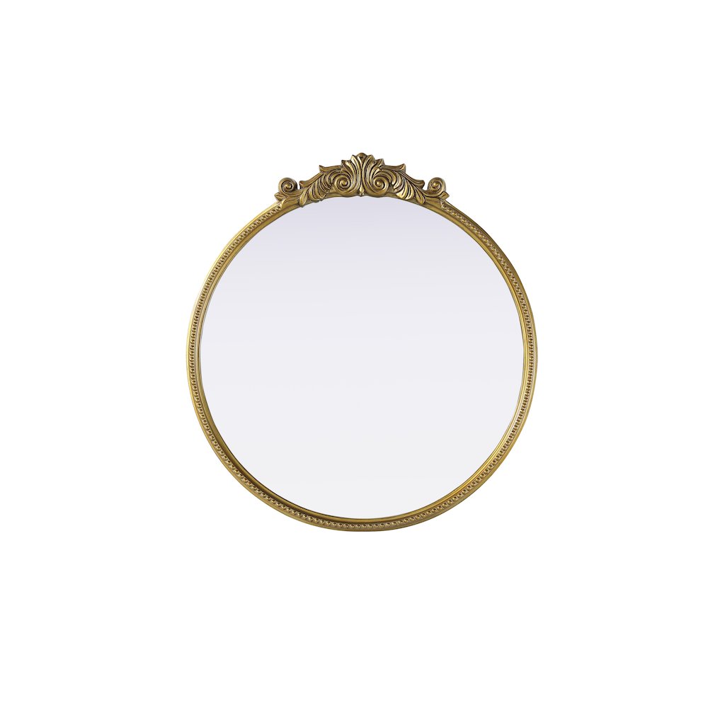 Naomi Vintage Resin Mirror 36x38 in Antique Brass. Picture 1