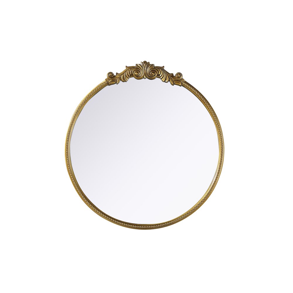 Naomi Vintage Resin Mirror 42x45 in Antique Brass. Picture 1