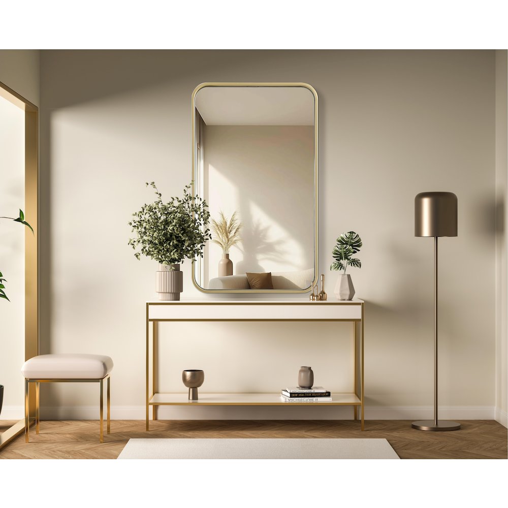 Contour Metal Rectangle Mirror 18x30 in Brass. Picture 2