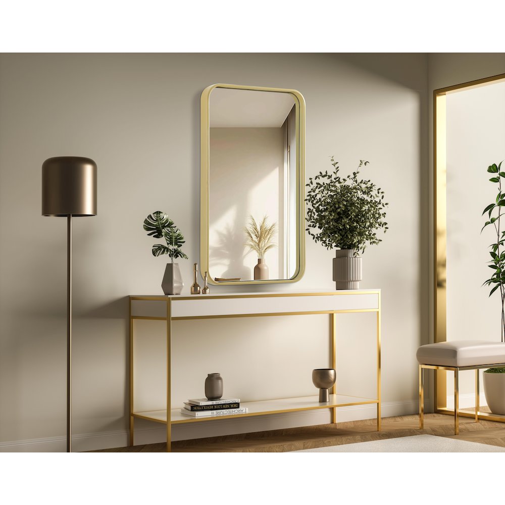 Contour Metal Rectangle Mirror 18x30 in Brass. Picture 3