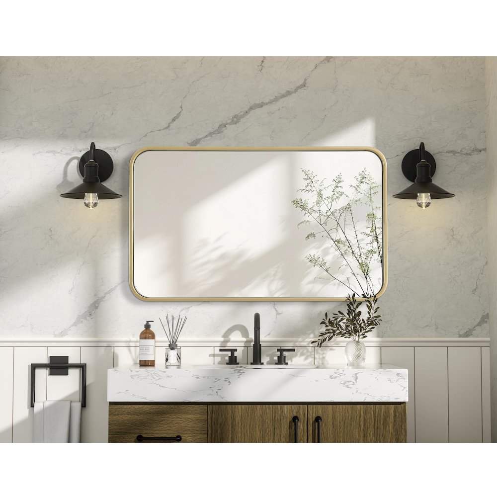 Contour Metal Rectangle Mirror 18x30 in Brass. Picture 6