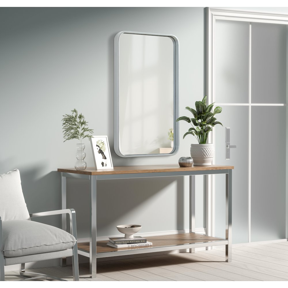 Contour Metal Rectangle Mirror 18x30 in Silver. Picture 3