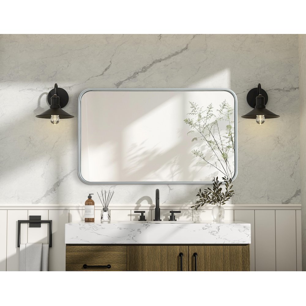 Contour Metal Rectangle Mirror 18x30 in Silver. Picture 6