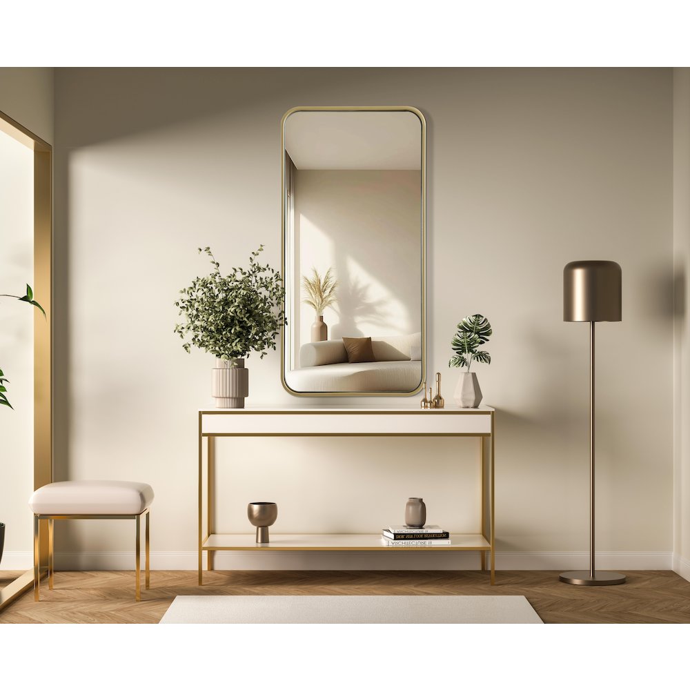Contour Metal Rectangle Mirror 18x36 in Brass. Picture 2