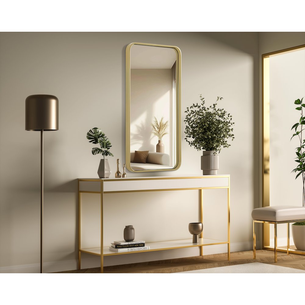 Contour Metal Rectangle Mirror 18x36 in Brass. Picture 3