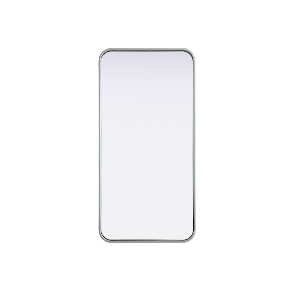 Contour Metal Rectangle Mirror 18x36 in Silver. Picture 1