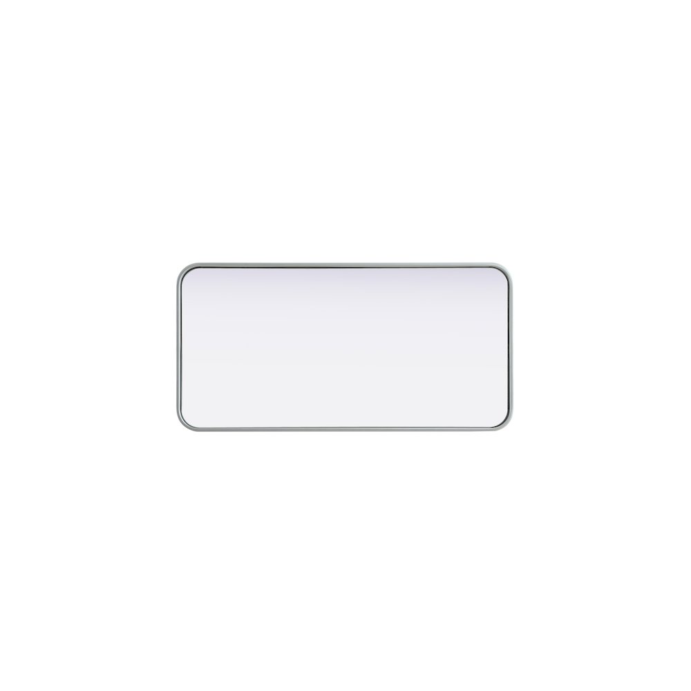 Contour Metal Rectangle Mirror 18x36 in Silver. Picture 5