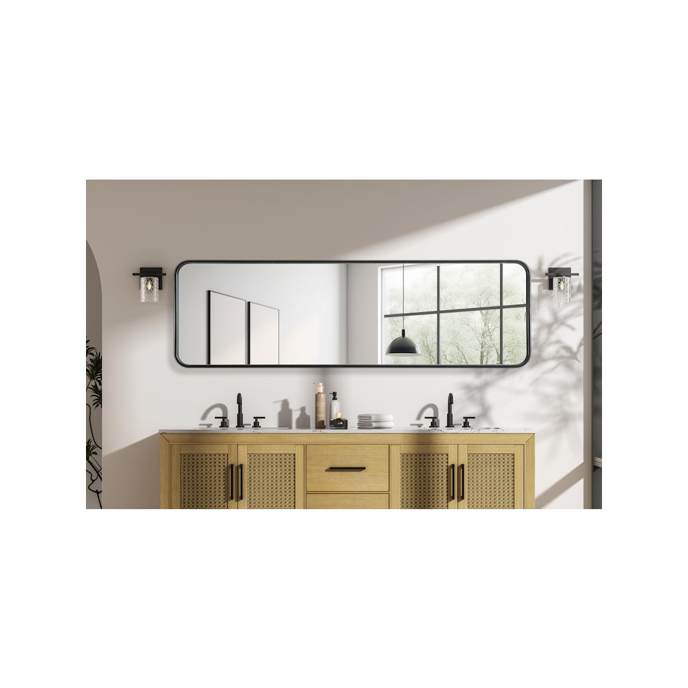 Contour Metal Rectangle Mirror 18x60 in Black. Picture 6