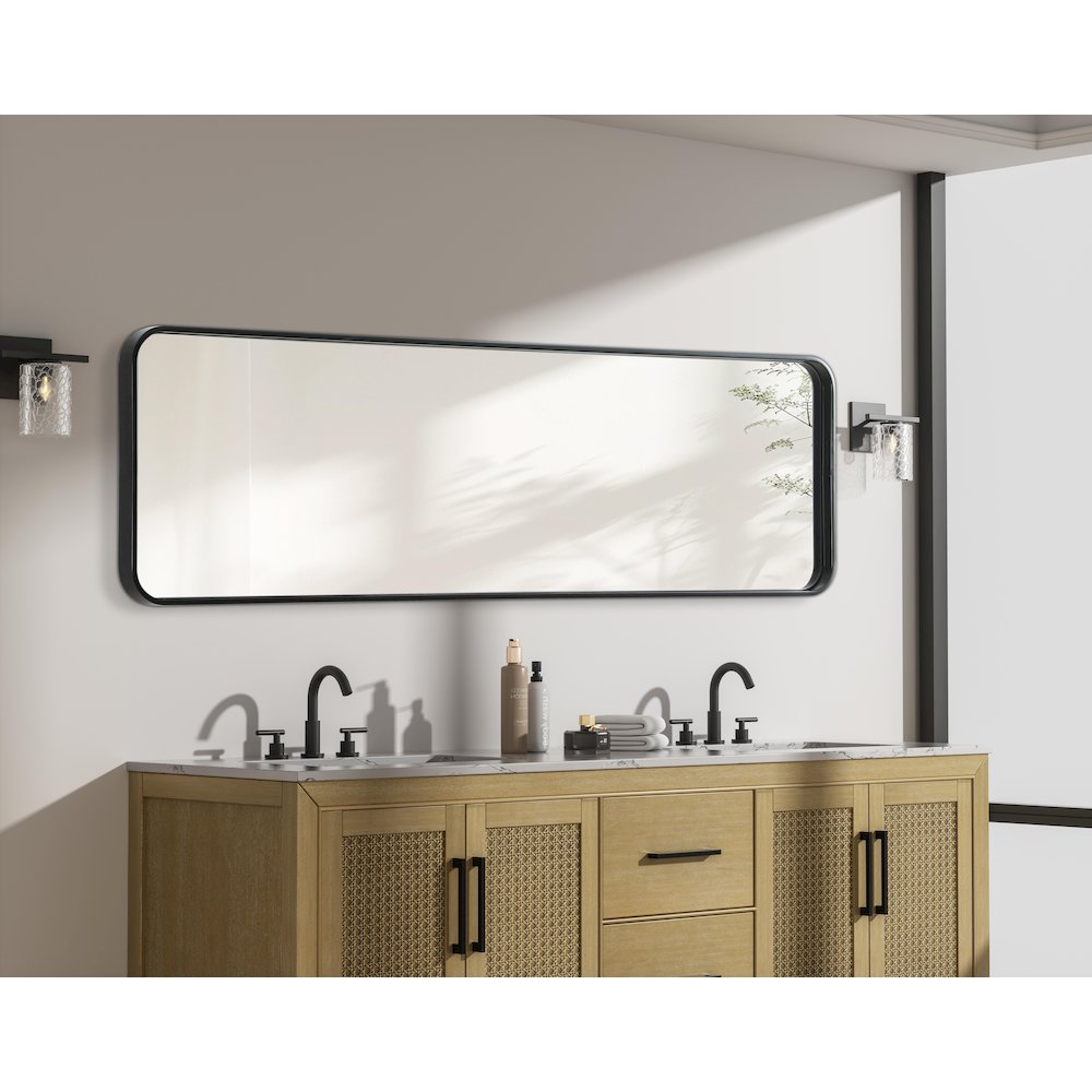Contour Metal Rectangle Mirror 18x60 in Black. Picture 7