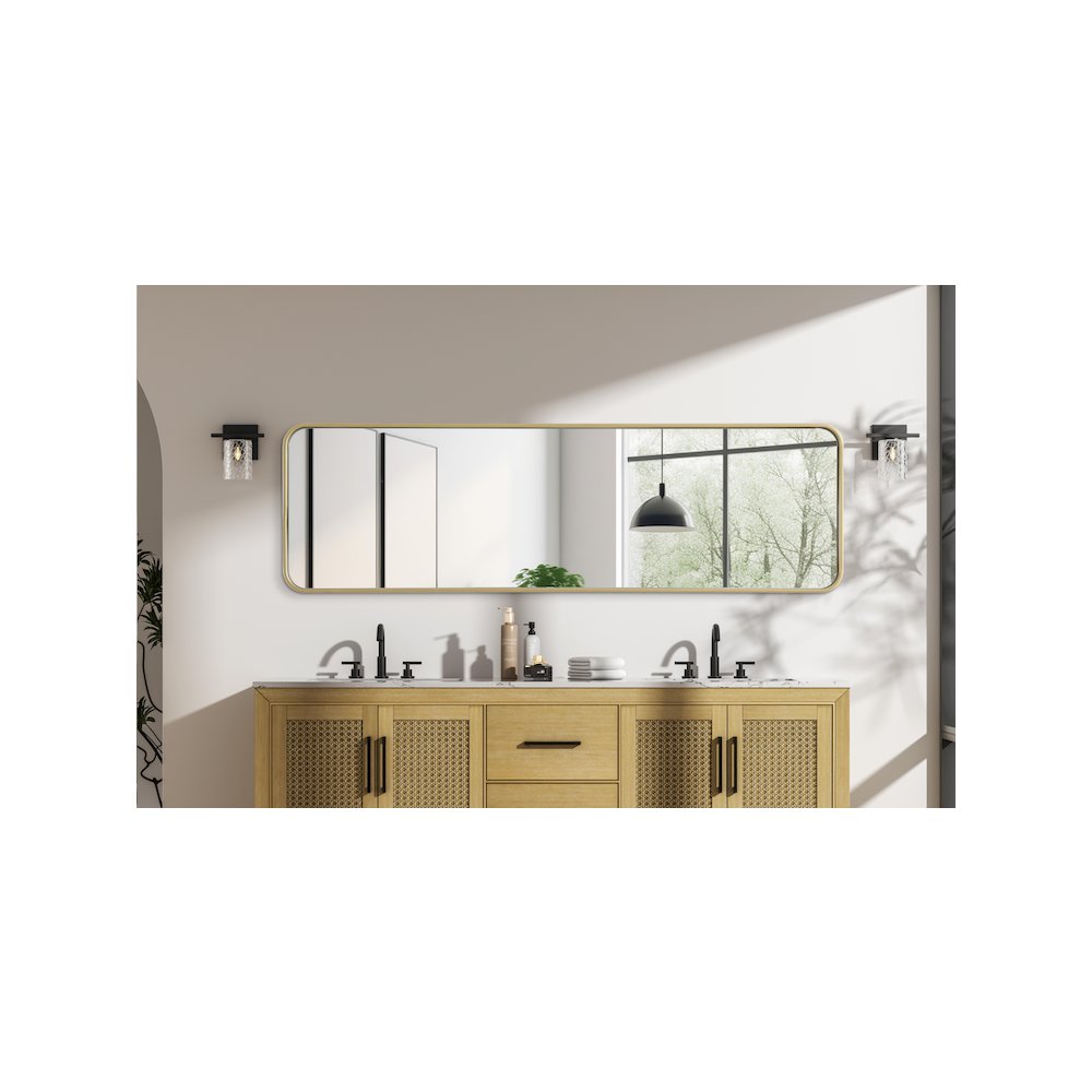 Contour Metal Rectangle Mirror 18x60 in Brass. Picture 6