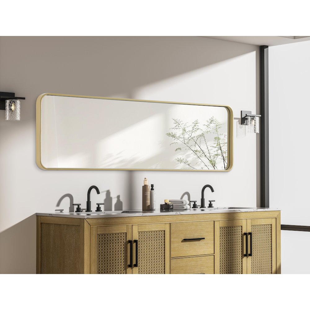 Contour Metal Rectangle Mirror 18x60 in Brass. Picture 7