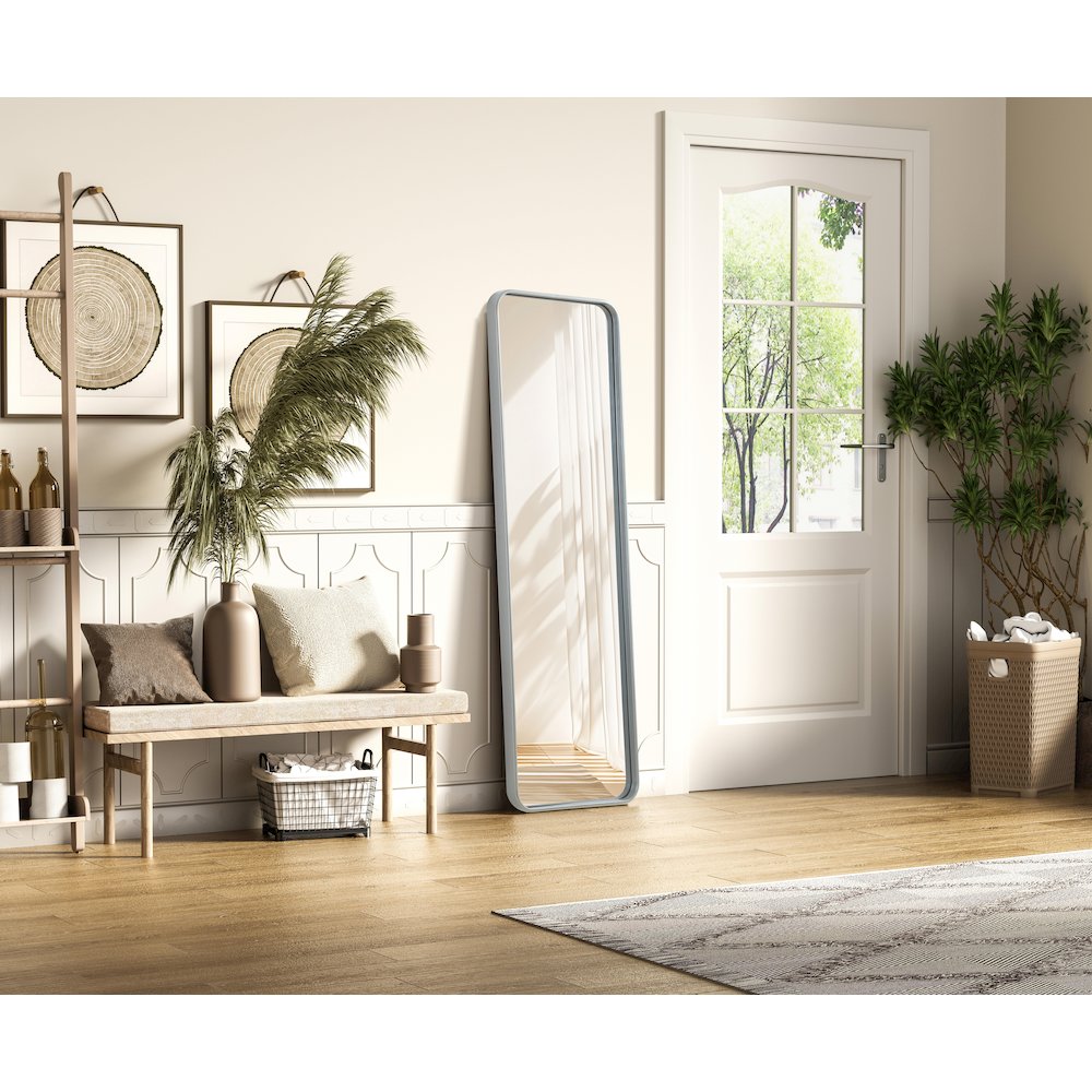 Contour Metal Rectangle Mirror 18x60 in Silver. Picture 3