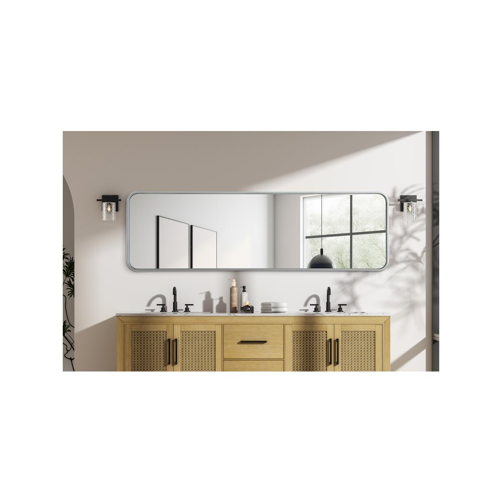 Contour Metal Rectangle Mirror 18x60 in Silver. Picture 6