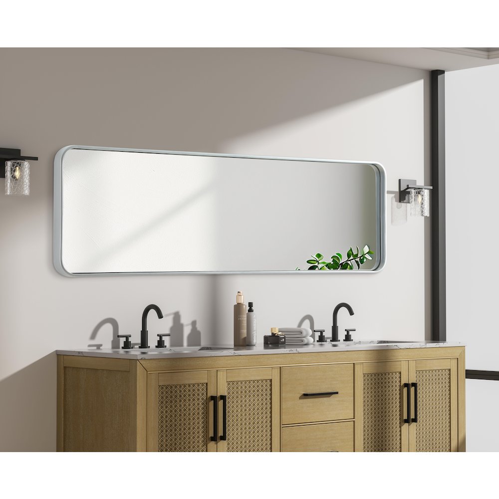Contour Metal Rectangle Mirror 18x60 in Silver. Picture 7
