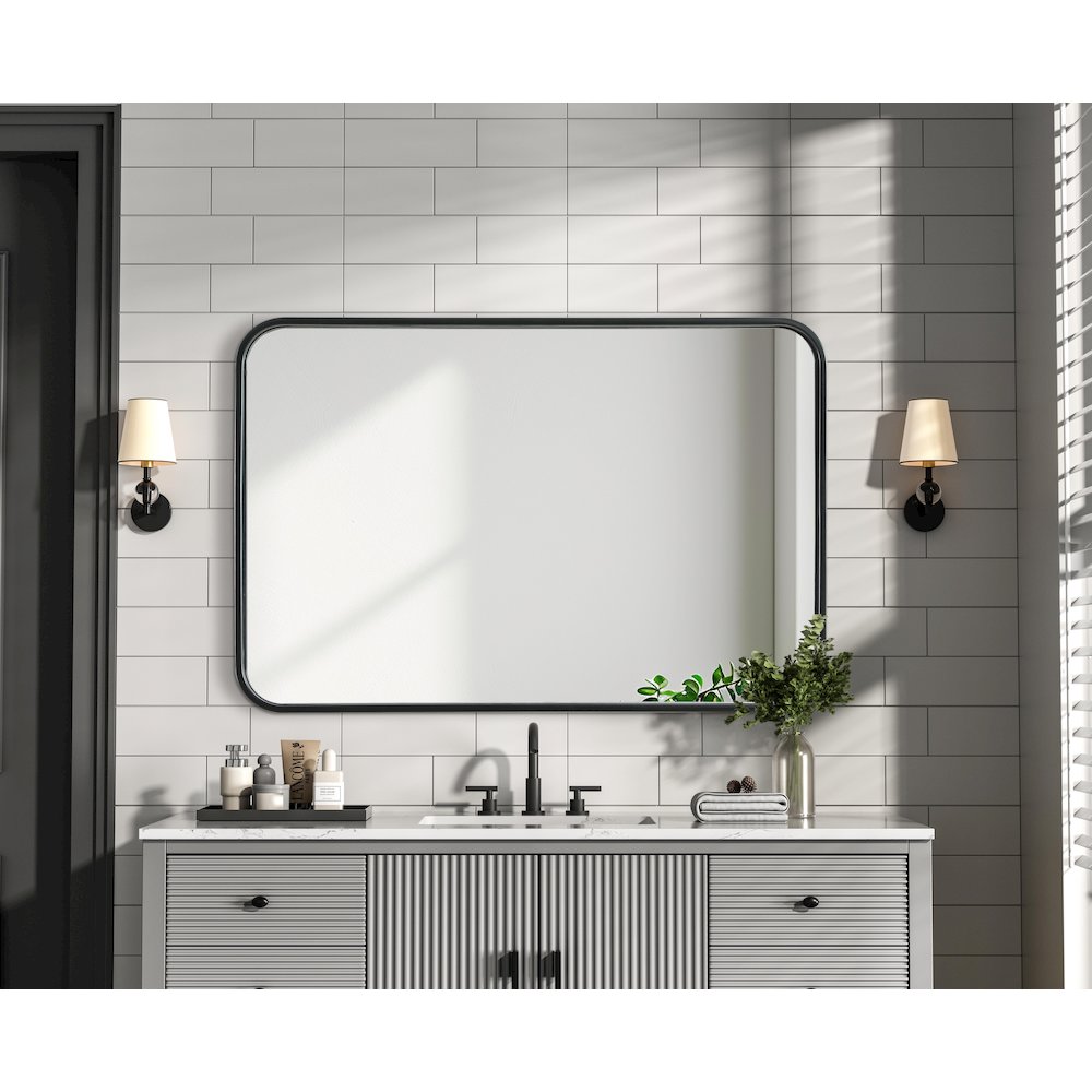 Contour Metal Rectangle Mirror 20x30 in Black. Picture 6