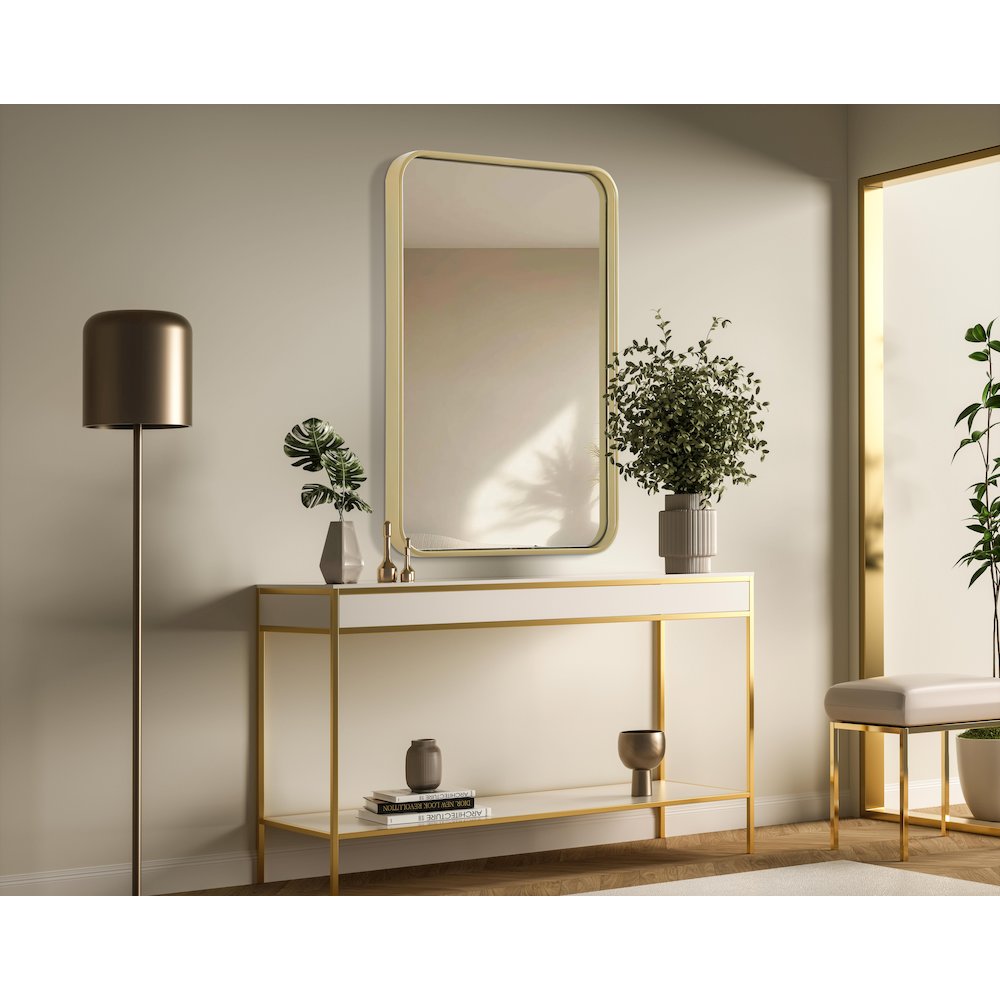 Contour Metal Rectangle Mirror 20x30 in Brass. Picture 3