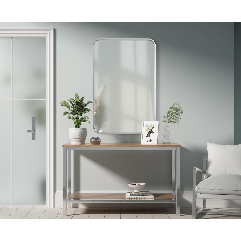 Contour Metal Rectangle Mirror 20x30 in Silver. Picture 2