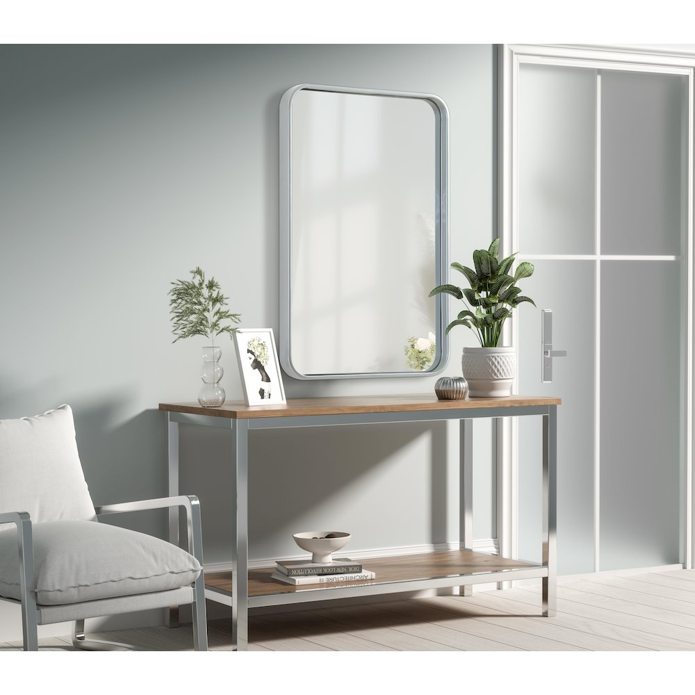 Contour Metal Rectangle Mirror 20x30 in Silver. Picture 3