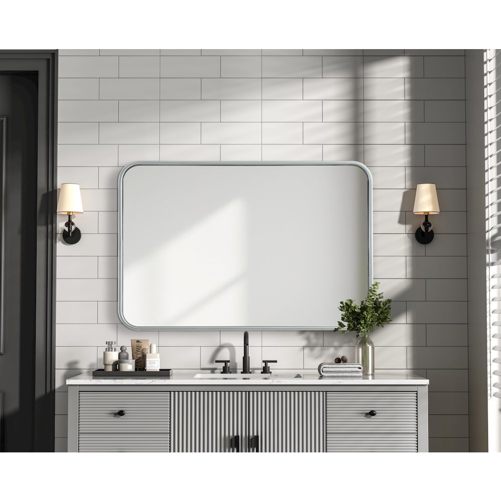 Contour Metal Rectangle Mirror 20x30 in Silver. Picture 6