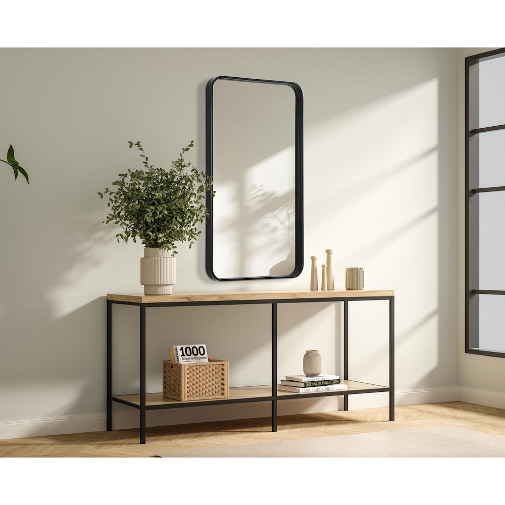 Contour Metal Rectangle Mirror 20x36 in Black. Picture 3
