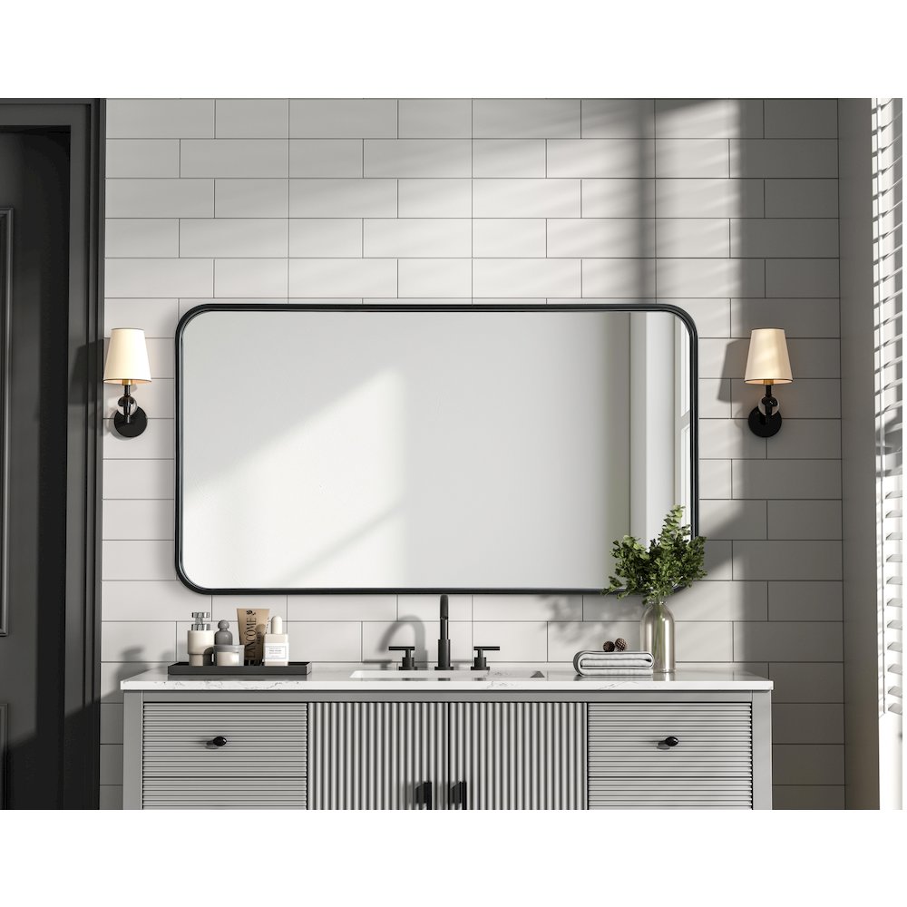 Contour Metal Rectangle Mirror 20x36 in Black. Picture 6