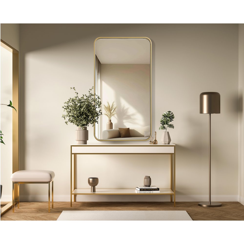 Contour Metal Rectangle Mirror 20x36 in Brass. Picture 2