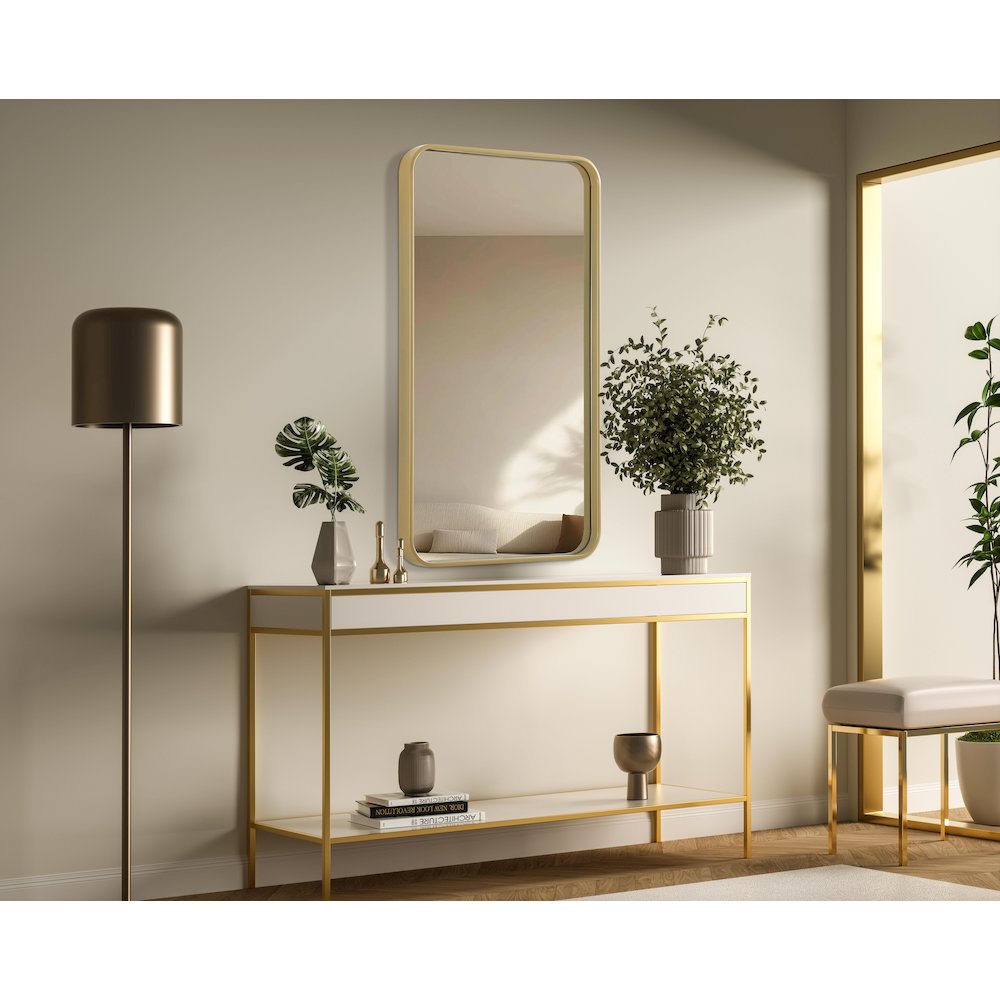 Contour Metal Rectangle Mirror 20x36 in Brass. Picture 3