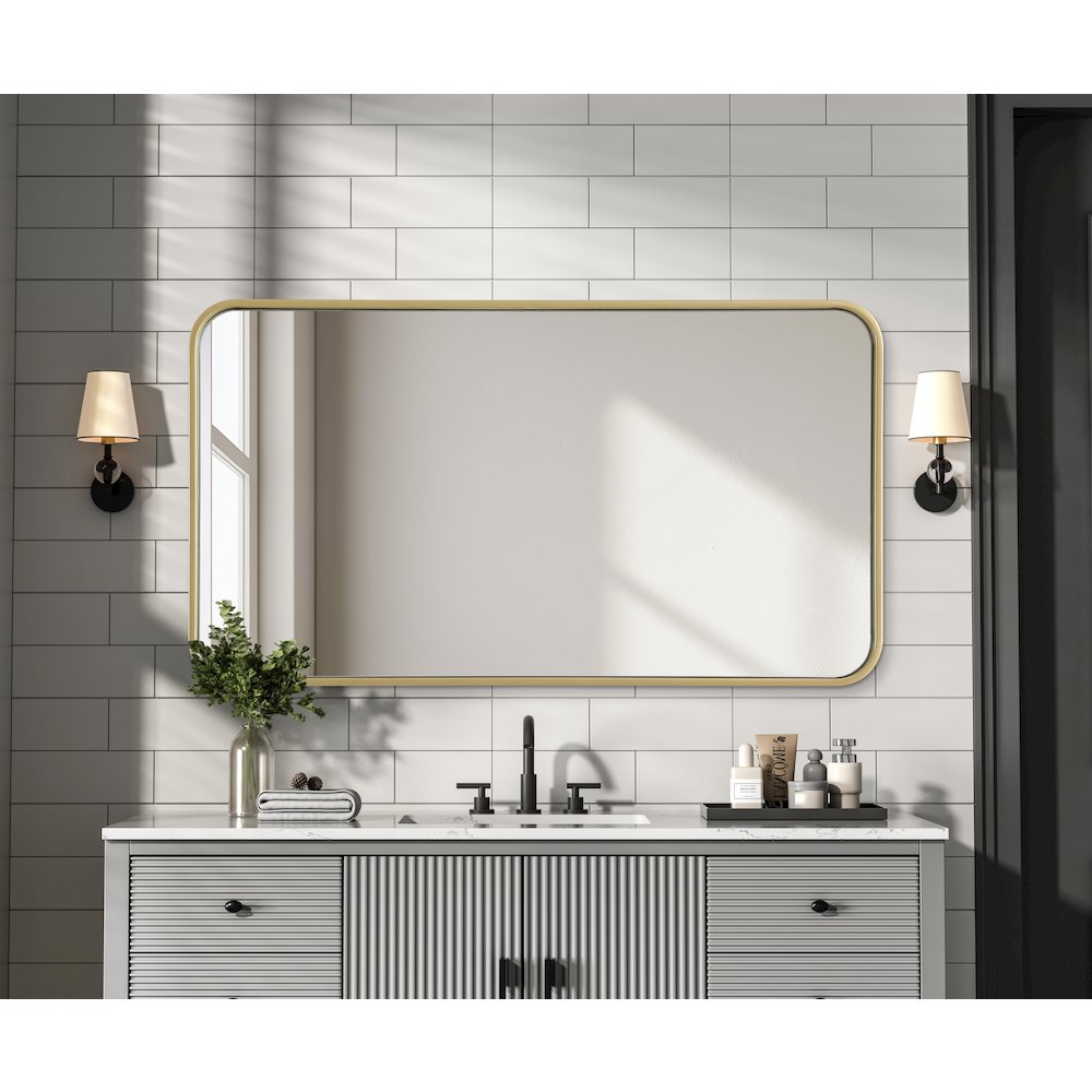 Contour Metal Rectangle Mirror 20x36 in Brass. Picture 6