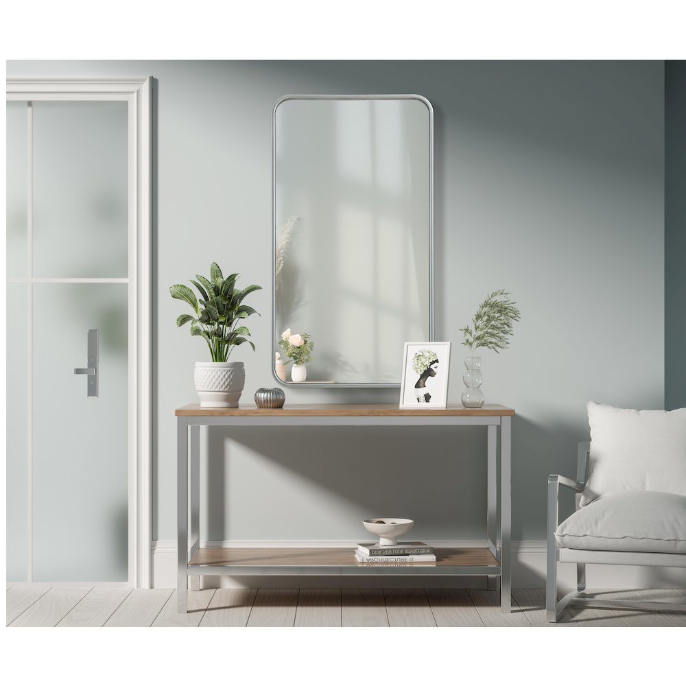 Contour Metal Rectangle Mirror 20x36 in Silver. Picture 2