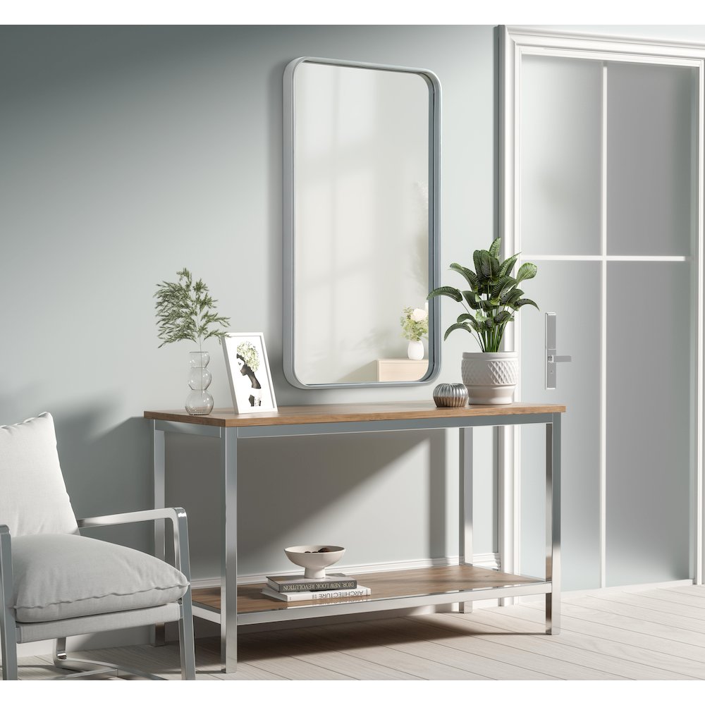 Contour Metal Rectangle Mirror 20x36 in Silver. Picture 3