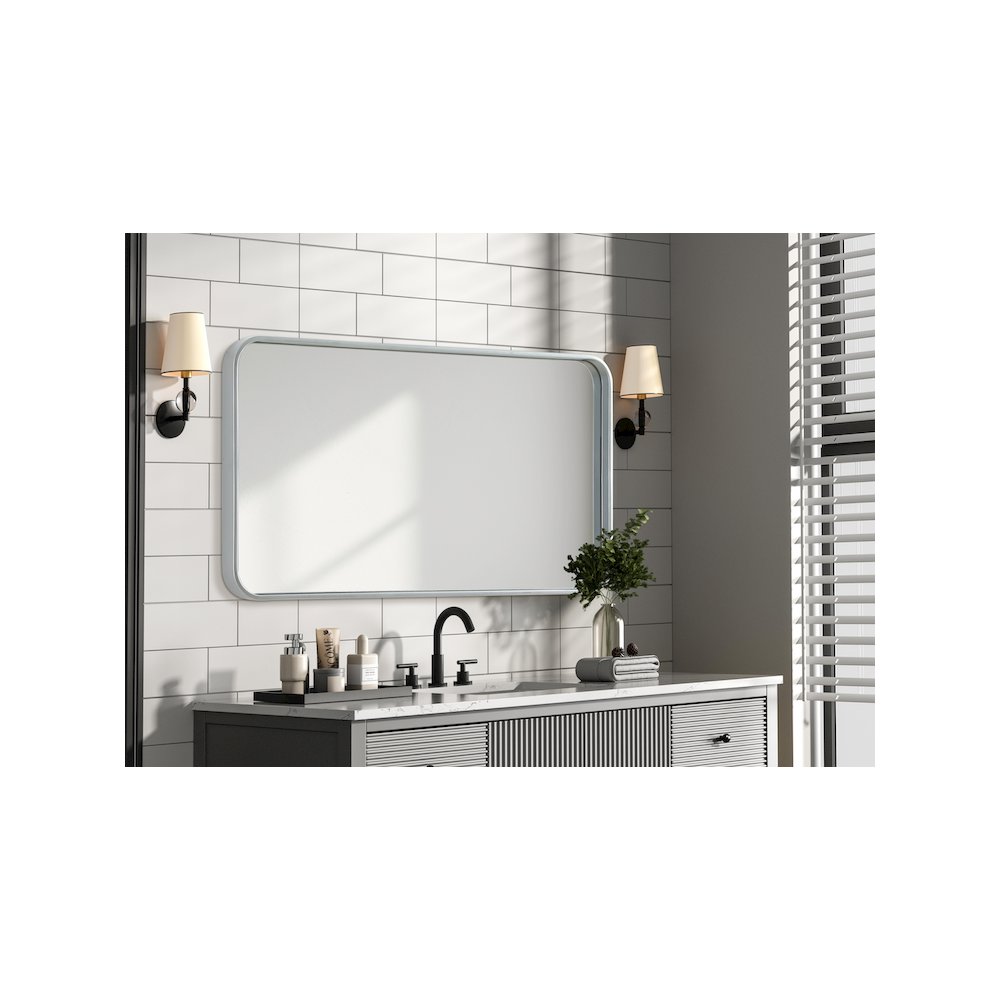 Contour Metal Rectangle Mirror 20x36 in Silver. Picture 7