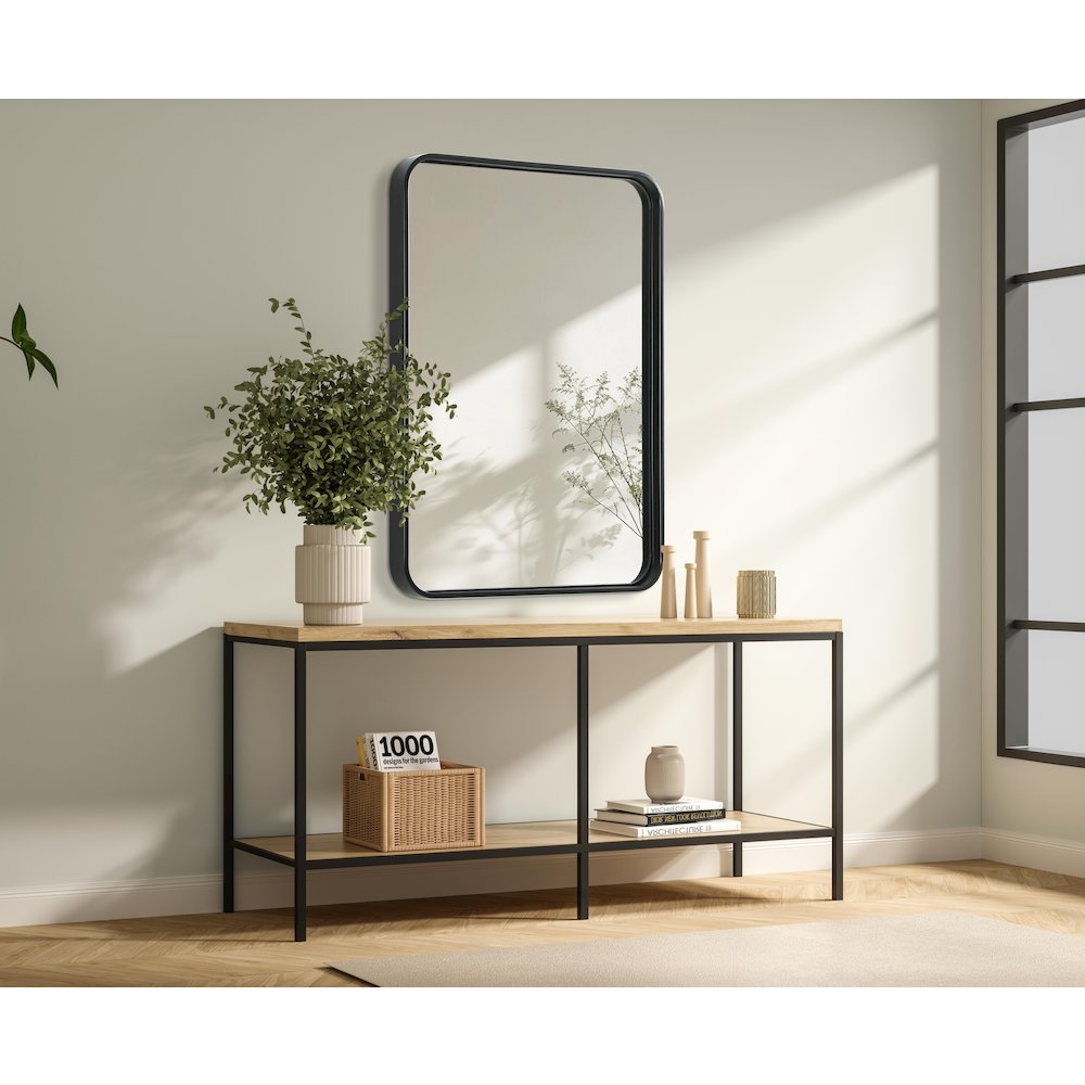 Contour Metal Rectangle Mirror 22x30 in Black. Picture 3